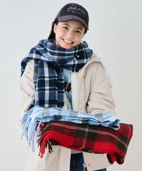 pom ponette junior / ポンポネット ジュニア マフラー・ショール・スヌード・ストール | 【静電気防止】カシミヤタッチチェックマフラー | 詳細8