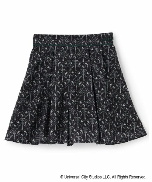 pom ponette junior / ポンポネット ジュニア ショート・ハーフ・半端丈パンツ | 【130cmあり】【WICKED】プリントフレアキュロット（黒）