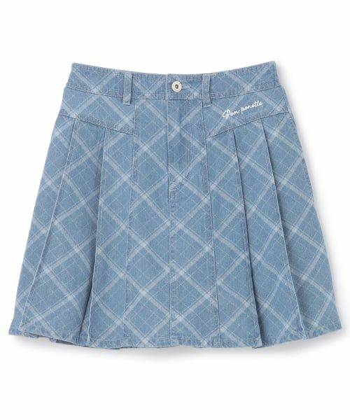pom ponette junior / ポンポネット ジュニア ミニ・ひざ丈スカート | デニムスカート(インナーパンツ付き）（ブルー）