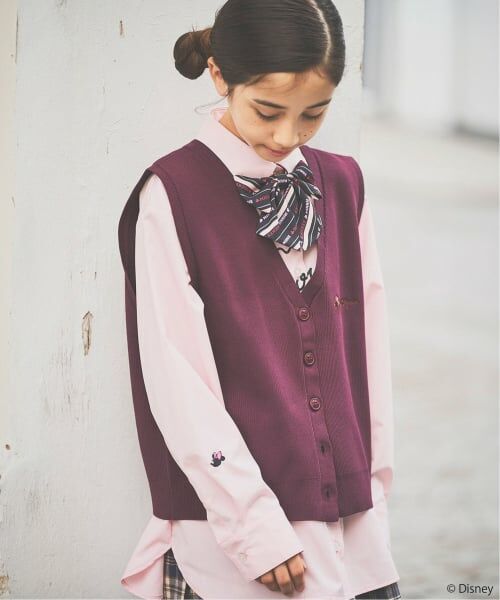 pom ponette junior / ポンポネット ジュニア シャツ・ブラウス | 【130cmあり】【Disney】ニットベスト&シャツセット(ピンク)