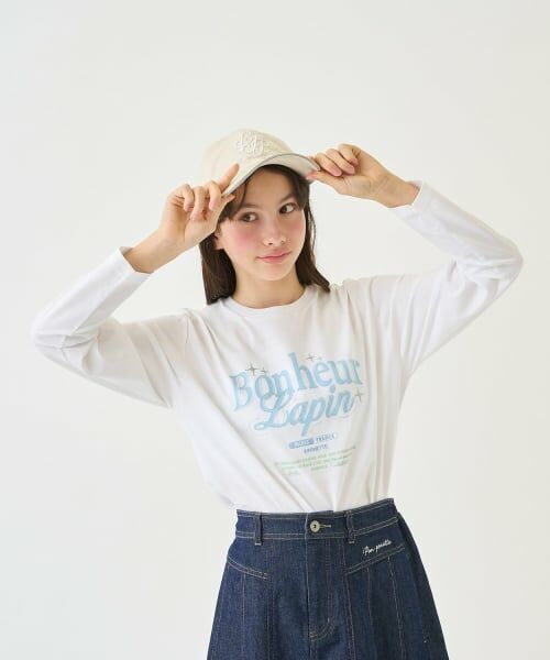 pom ponette junior / ポンポネット ジュニア Tシャツ | 【GOOD PRICE】【130cmあり】【吸水速乾】グラフィック長袖Tシャツ（白）