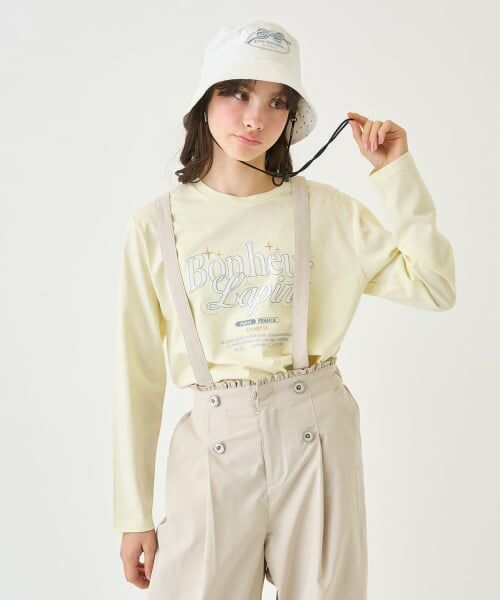pom ponette junior / ポンポネット ジュニア Tシャツ | 【GOOD PRICE】【130cmあり】【吸水速乾】グラフィック長袖Tシャツ（黄）