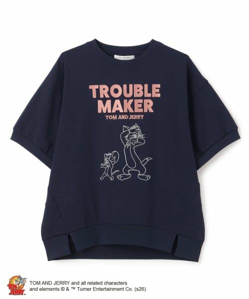pom ponette junior / ポンポネット ジュニア Tシャツ | 【TOM＆JERRY】変形Tシャツ（紺）