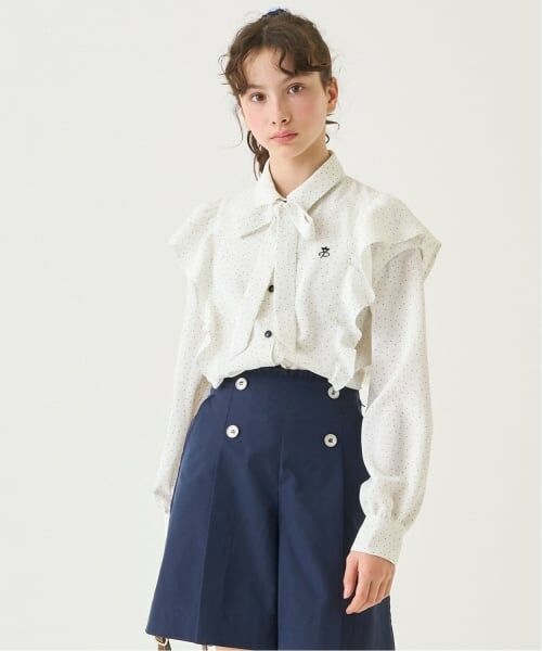 pom ponette junior / ポンポネット ジュニア シャツ・ブラウス | 【袖取り外し】ボウタイブラウス（白）