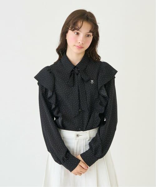 pom ponette junior / ポンポネット ジュニア シャツ・ブラウス | 【袖取り外し】ボウタイブラウス（黒）