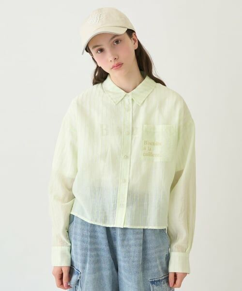 pom ponette junior / ポンポネット ジュニア シャツ・ブラウス | 【130cmあり】シアーシャツ×インナーTシャツセット（ライト グリーン）