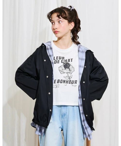 pom ponette junior / ポンポネット ジュニア ブルゾン | 【130cmあり】【UV・撥水・花粉防止】パーカライナーつき3WAYブルゾン（紺）