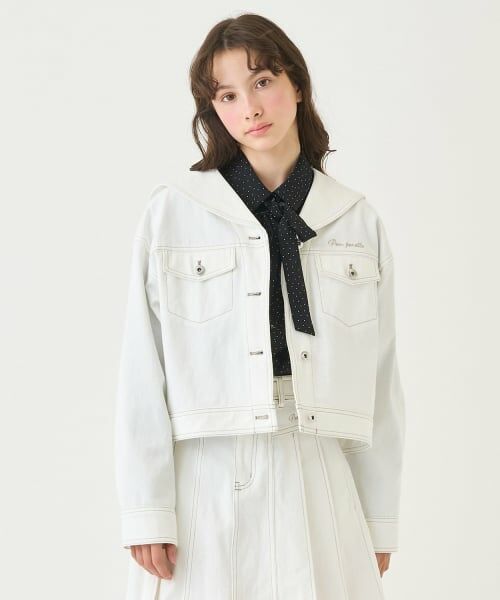 pom ponette junior / ポンポネット ジュニア ブルゾン | セーラーデニムジャケット（白）