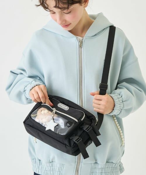 pom ponette junior / ポンポネット ジュニア ショルダーバッグ | ペットボトル入れつきカジュアルショルダーバッグ（黒）