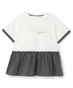 pom ponette junior / ポンポネット ジュニア Tシャツ | 【接触冷感】ペプラムチェックプルオーバー