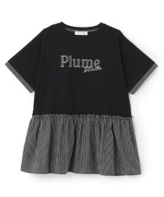pom ponette junior / ポンポネット ジュニア Tシャツ | 【接触冷感】ペプラムチェックプルオーバー