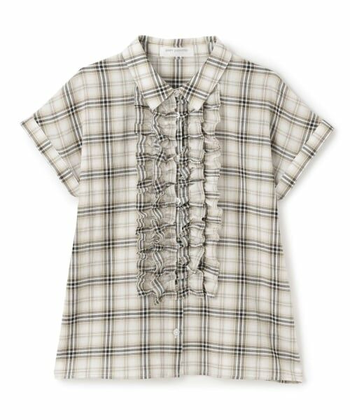 pom ponette junior / ポンポネット ジュニア シャツ・ブラウス | ラッフルブラウス（薄ベージュ）