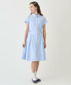 pom ponette junior / ポンポネット ジュニア ミニ丈・ひざ丈ワンピース | 【130cmあり】サイドリボンシャツワンピース