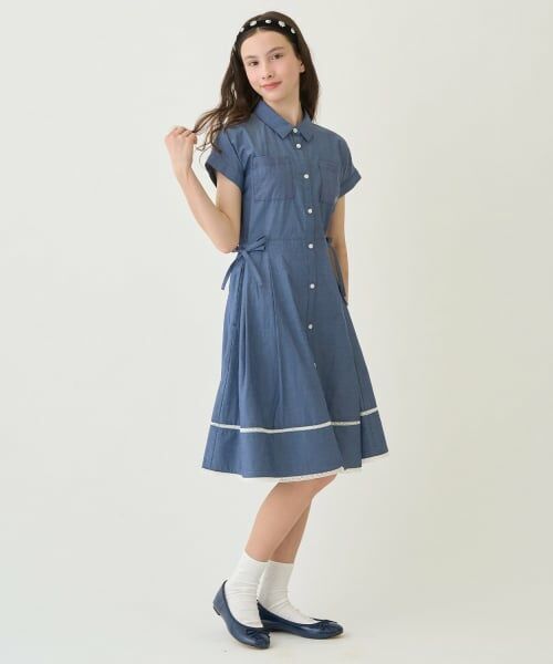 pom ponette junior / ポンポネット ジュニア ミニ丈・ひざ丈ワンピース | 【130cmあり】サイドリボンシャツワンピース | 詳細12