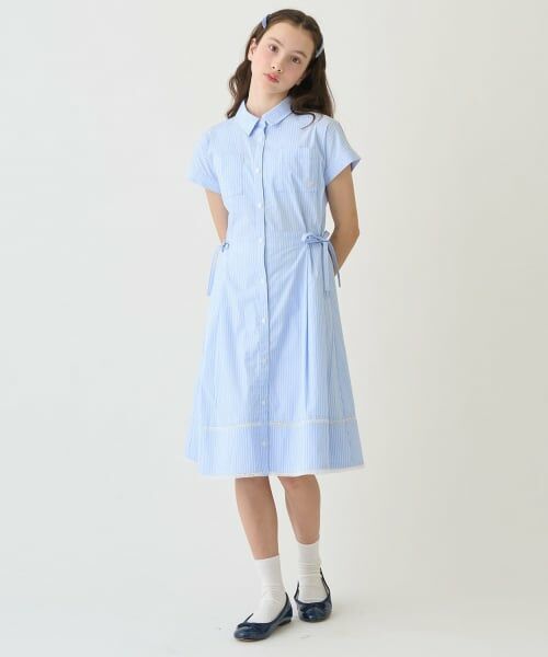 pom ponette junior / ポンポネット ジュニア ミニ丈・ひざ丈ワンピース | 【130cmあり】サイドリボンシャツワンピース | 詳細14