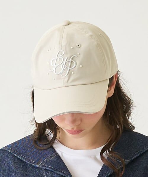 pom ponette junior / ポンポネット ジュニア キャップ | 【UV・接触冷感】3D刺しゅうパールキャップ（アイボリー）