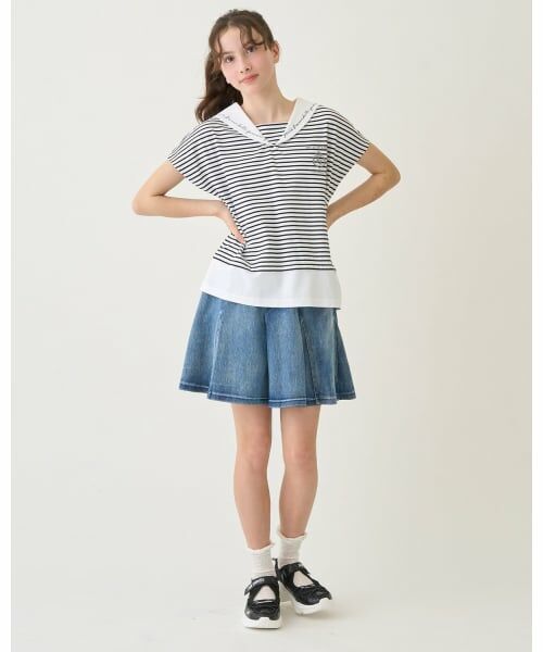 pom ponette junior / ポンポネット ジュニア ショート・ハーフ・半端丈パンツ | カットソーデニムマーメイドキュロットパンツ | 詳細8