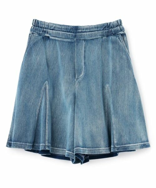 pom ponette junior / ポンポネット ジュニア ショート・ハーフ・半端丈パンツ | カットソーデニムマーメイドキュロットパンツ(ライト ブルー)