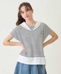 pom ponette junior / ポンポネット ジュニア Tシャツ | 【130cmあり】セーラーレイヤードトップス