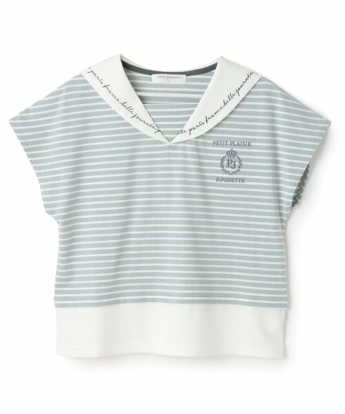 pom ponette junior / ポンポネット ジュニア Tシャツ | 【130cmあり】セーラーレイヤードトップス（ブルー）