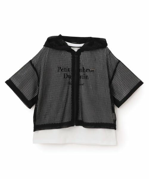 pom ponette junior / ポンポネット ジュニア パーカー | メッシュパーカ＆Tシャツセット（黒）