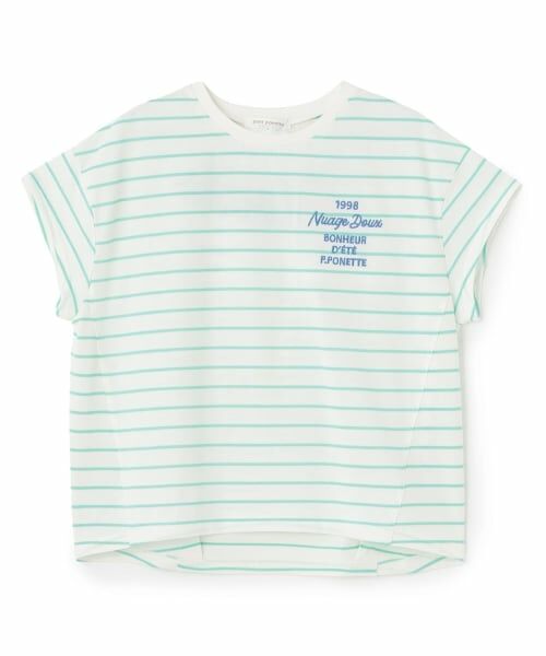 pom ponette junior / ポンポネット ジュニア Tシャツ | 【130cmあり】バックロゴボーダーTシャツ（ターコ）