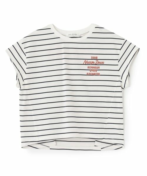 pom ponette junior / ポンポネット ジュニア Tシャツ | 【130cmあり】バックロゴボーダーTシャツ（黒）