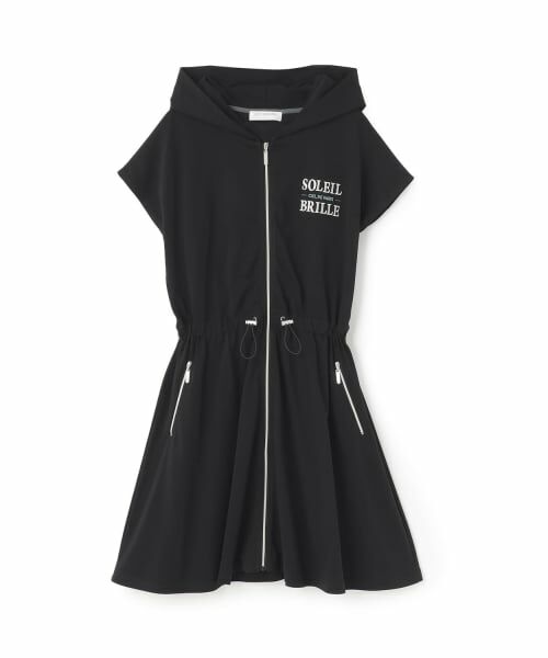 pom ponette junior / ポンポネット ジュニア ミニ丈・ひざ丈ワンピース | ジップパーカワンピース(黒)