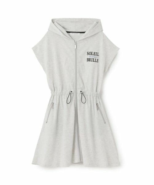 pom ponette junior / ポンポネット ジュニア ミニ丈・ひざ丈ワンピース | ジップパーカワンピース(シロ杢)