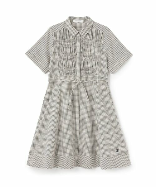 pom ponette junior / ポンポネット ジュニア ミニ丈・ひざ丈ワンピース | シャーリングワンピース(白)