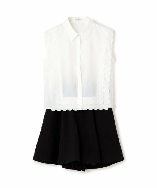 pom ponette junior / ポンポネット ジュニア その他トップス | 【機能素材】UV/遮熱/接触冷感/スカラップブラウスセットアップ（オフ ホワイト）