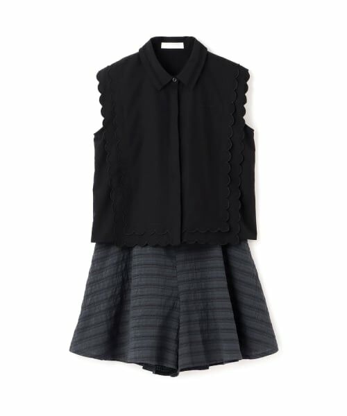 pom ponette junior / ポンポネット ジュニア その他トップス | 【機能素材】UV/遮熱/接触冷感/スカラップブラウスセットアップ（黒）