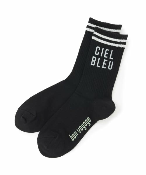 pom ponette junior / ポンポネット ジュニア ソックス | ライン入りリブクルーソックス（黒）