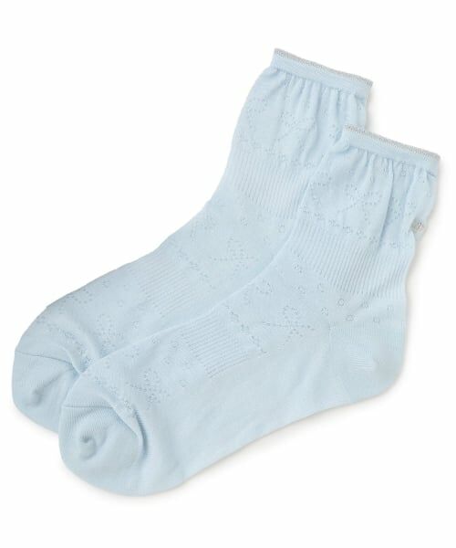 pom ponette junior / ポンポネット ジュニア ソックス | 透かし柄クルーソックス（ライト ブルー）