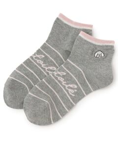 pom ponette junior / ポンポネット ジュニア ソックス | 犬刺しゅう+ライン入り短丈ソックス