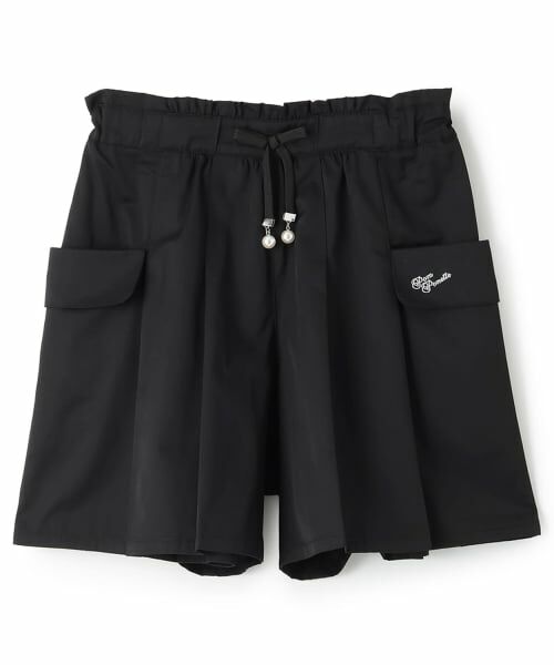 pom ponette junior / ポンポネット ジュニア ショート・ハーフ・半端丈パンツ | カーゴキュロット（黒）