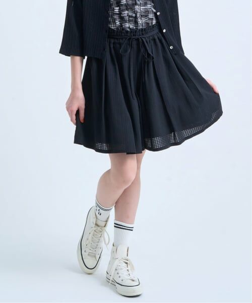pom ponette junior / ポンポネット ジュニア ショート・ハーフ・半端丈パンツ | チェックキュロット（黒）