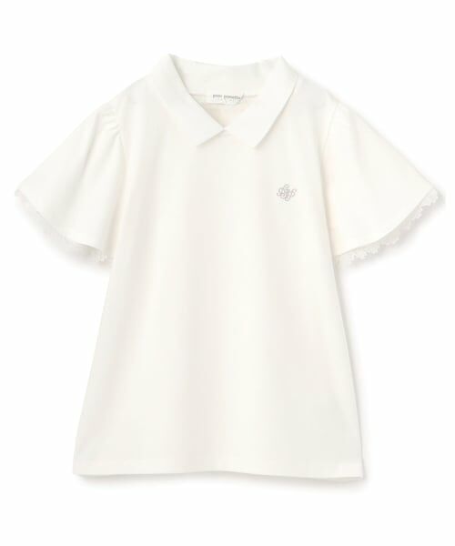 pom ponette junior / ポンポネット ジュニア シャツ・ブラウス | 【UVカット】衿つきレースカットソーブラウス（白）