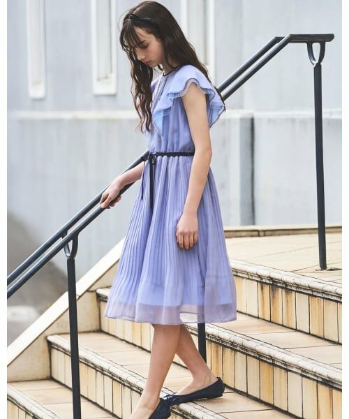 pom ponette junior / ポンポネット ジュニア ミニ丈・ひざ丈ワンピース | ラメシフォンワンピース | 詳細13