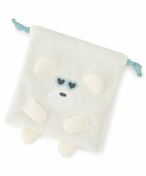 pom ponette junior / ポンポネット ジュニア ポーチ | アニマルマルチ巾着（白）