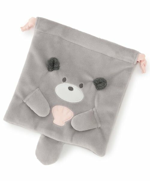 pom ponette junior / ポンポネット ジュニア ポーチ | アニマルマルチ巾着（ライト グレー）