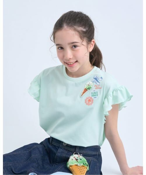 pom ponette junior / ポンポネット ジュニア Tシャツ | 【サーティワン アイスクリーム】ワッペン刺しゅうTシャツ(エメラルド グリーン)