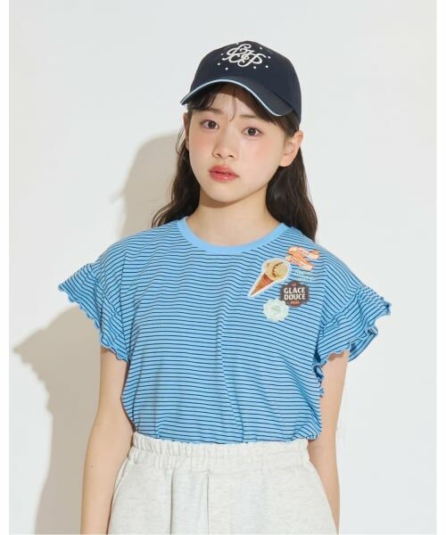 pom ponette junior / ポンポネット ジュニア Tシャツ | 【サーティワン アイスクリーム】ワッペン刺しゅうTシャツ(ブルー)
