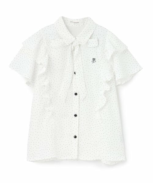 pom ponette junior / ポンポネット ジュニア シャツ・ブラウス | ボウタイドットブラウス（白）