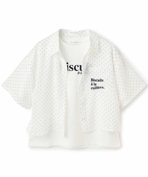 pom ponette junior / ポンポネット ジュニア シャツ・ブラウス | 半袖シアーシャツ×Tシャツセット(黒)