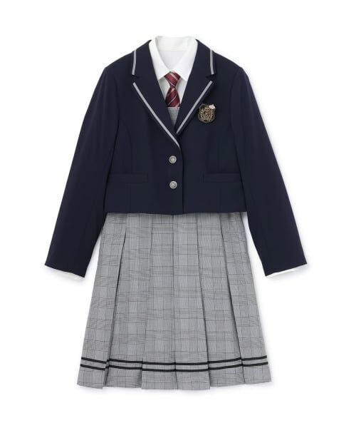 pom ponette junior / ポンポネット ジュニア セットアップ | 【卒服】【5点セット】パイピングジャケットコーデセット（紺）