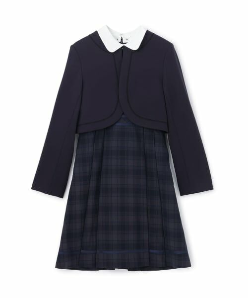 pom ponette junior / ポンポネット ジュニア セットアップ | 【卒服】【セットアイテム】ボレロ白襟×ワンピース（紺）