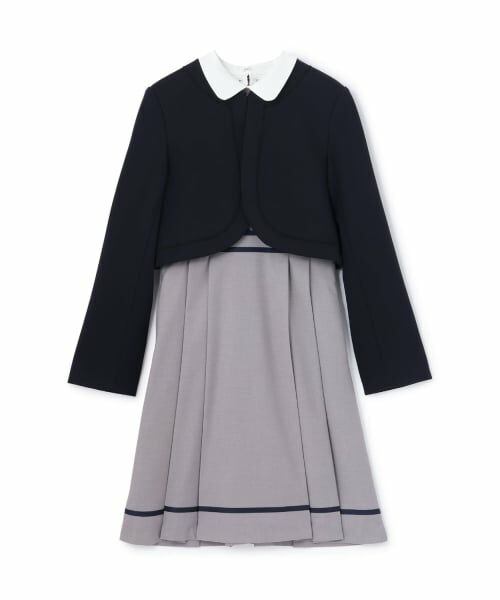 pom ponette junior / ポンポネット ジュニア セットアップ | 【卒服】【セットアイテム】ボレロ白襟×ワンピース（グレー）