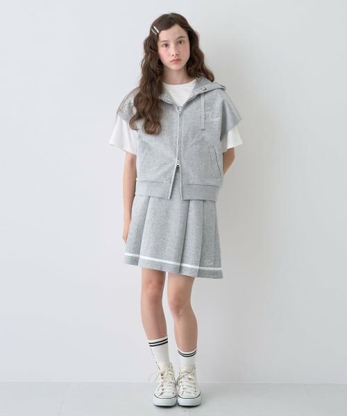 pom ponette junior / ポンポネット ジュニア その他トップス | 【接触冷感】フレンチスリーブパーカセットアップ(トップ グレー)