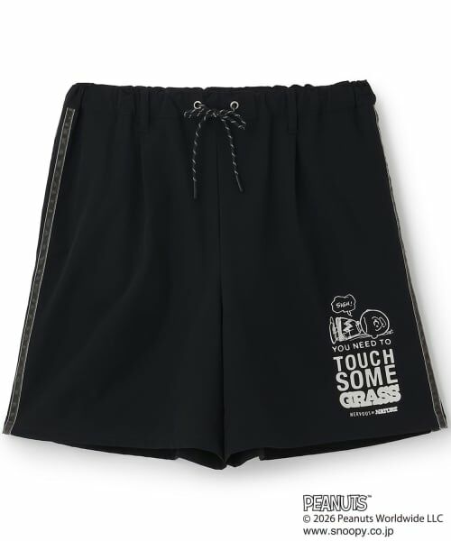 pom ponette junior / ポンポネット ジュニア ショート・ハーフ・半端丈パンツ | 【PEANUTS】【機能素材】サイドラインショートパンツ（黒）